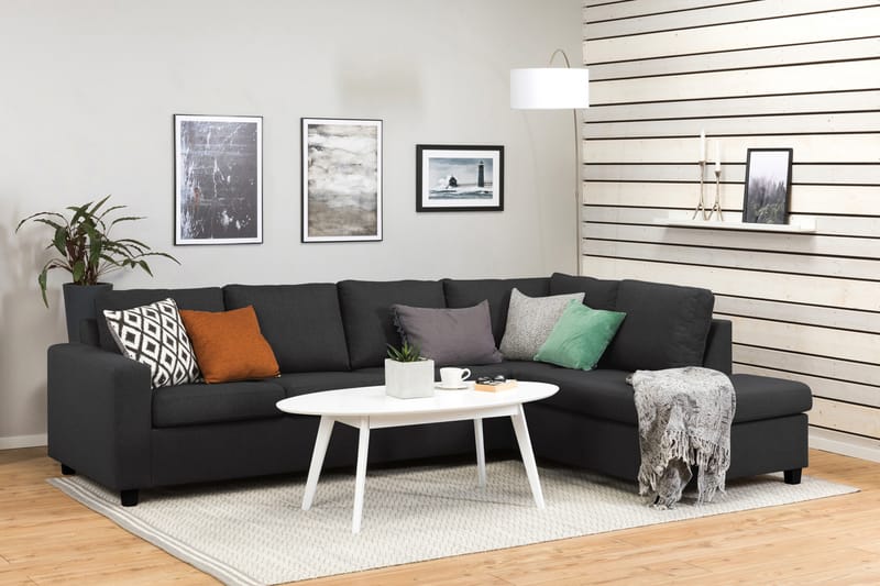 Crazy 4-sits Högervänd L-formad Schäslongsoffa i Tyg - Antracit - Möbler - Vardagsrum - Soffor - Divansoffa & schäslong
