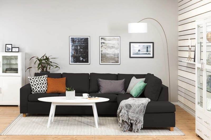 Crazy 4-sits Högervänd L-formad Schäslongsoffa i Tyg - Antracit - Möbler - Vardagsrum - Soffor - Divansoffa & schäslong