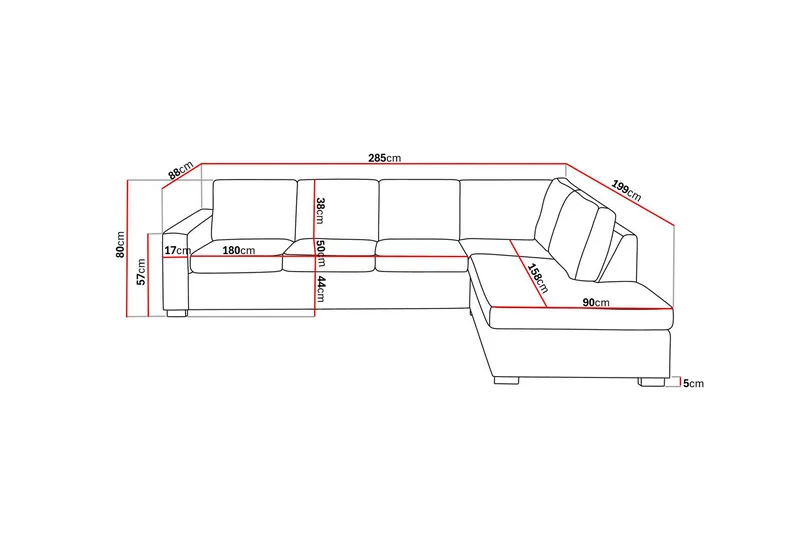 Crazy 4-sits Högervänd L-formad Schäslongsoffa i Tyg - Beige - Möbler - Vardagsrum - Soffor - Divansoffa & schäslong