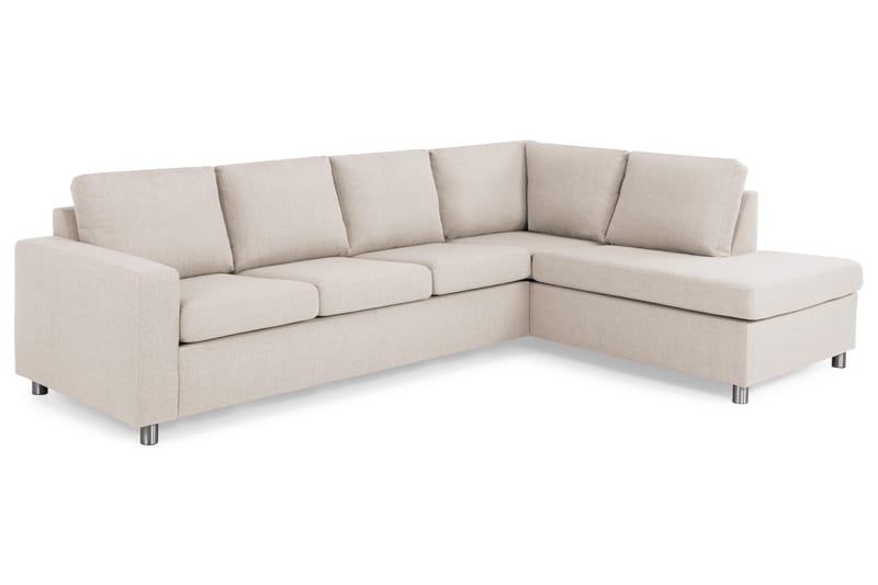 Crazy 4-sits Högervänd L-formad Schäslongsoffa i Tyg - Beige - Möbler - Vardagsrum - Soffor - Divansoffa & schäslong