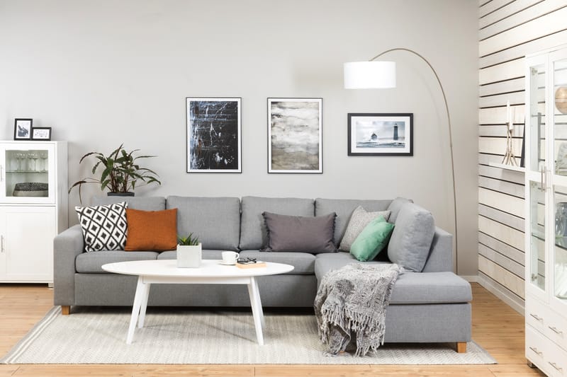 Crazy 4-sits Högervänd L-formad Schäslongsoffa i Tyg - Grå - Möbler - Vardagsrum - Soffor - Divansoffa & schäslong