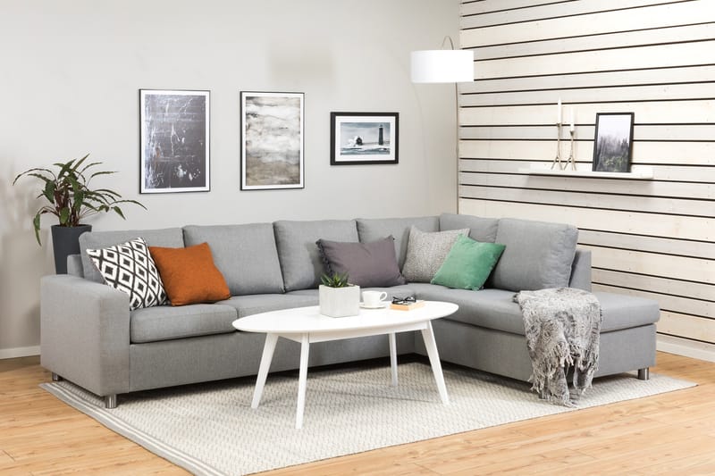 Crazy 4-sits Högervänd L-formad Schäslongsoffa i Tyg - Grå - Möbler - Vardagsrum - Soffor - Divansoffa & schäslong