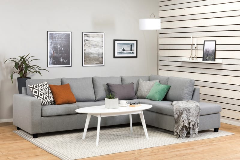 Crazy 4-sits Högervänd L-formad Schäslongsoffa i Tyg - Grå - Möbler - Vardagsrum - Soffor - Divansoffa & schäslong