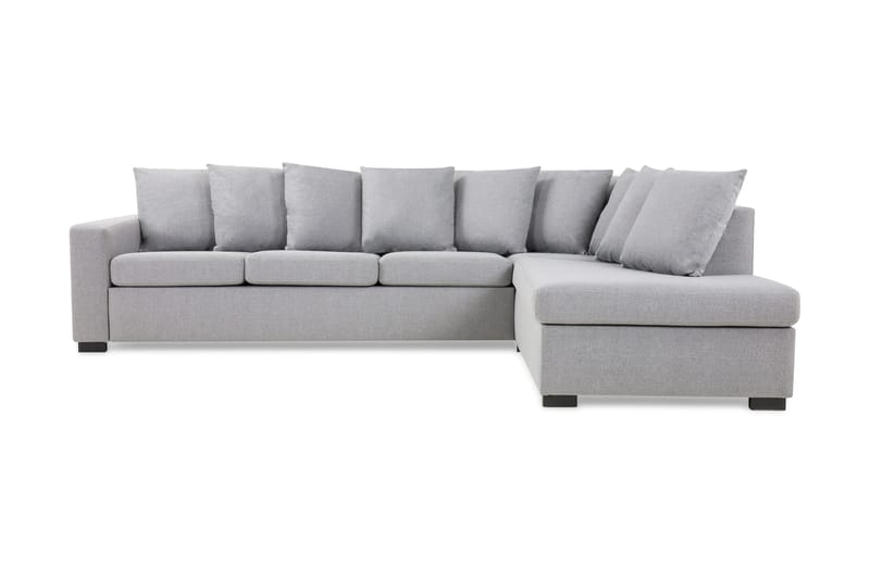 Crazy 4-sits Högervänd L-formad Schäslongsoffa i Tyg inkl Kuvertkuddar, Grå