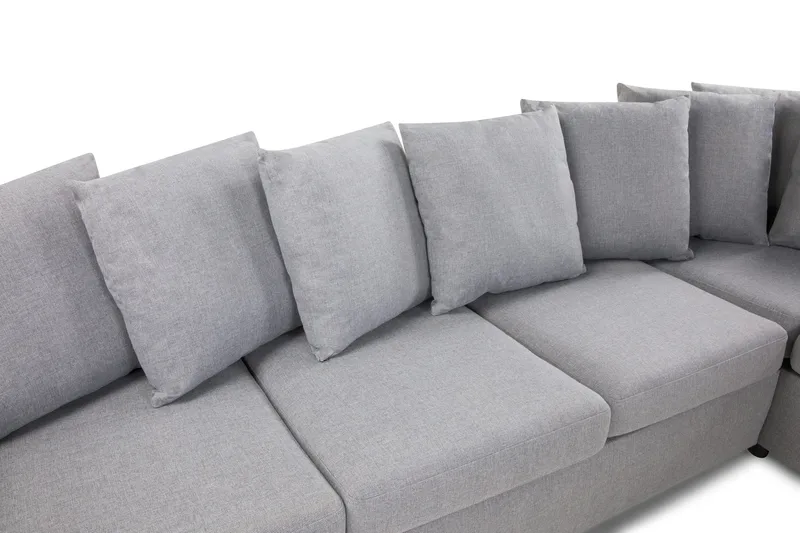 Crazy 4-sits Högervänd L-formad Schäslongsoffa i Tyg inkl Kuvertkuddar - Grå - Möbler - Vardagsrum - Soffor - Divansoffa & schäslong