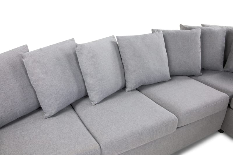Crazy 4-sits Högervänd L-formad Schäslongsoffa i Tyg inkl Kuvertkuddar - Grå - Möbler - Vardagsrum - Soffor - Divansoffa & schäslong