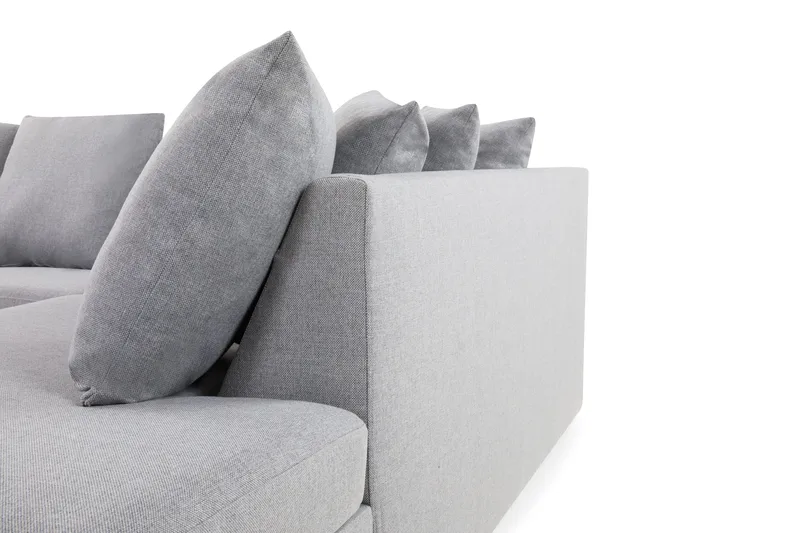 Crazy 4-sits Högervänd L-formad Schäslongsoffa i Tyg inkl Kuvertkuddar - Grå - Möbler - Vardagsrum - Soffor - Divansoffa & schäslong