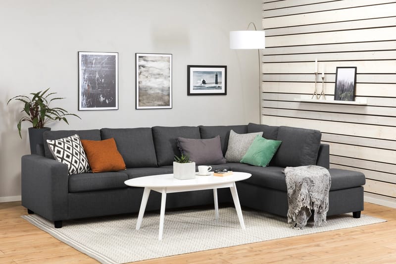 Crazy 4-sits Högervänd L-formad Schäslongsoffa i Tyg - Mörkgrå - Möbler - Vardagsrum - Soffor - Divansoffa & schäslong