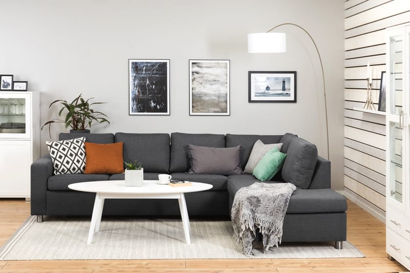 Crazy 4-sits Högervänd L-formad Schäslongsoffa i Tyg - Mörkgrå - Möbler - Vardagsrum - Soffor - Divansoffa & schäslong