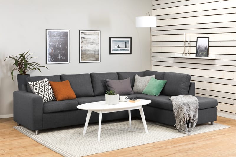 Crazy 4-sits Högervänd L-formad Schäslongsoffa i Tyg - Mörkgrå - Möbler - Vardagsrum - Soffor - Divansoffa & schäslong