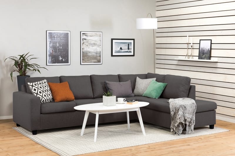 Crazy 4-sits Högervänd L-formad Schäslongsoffa i Tyg - Mörkgrå - Möbler - Vardagsrum - Soffor - Divansoffa & schäslong