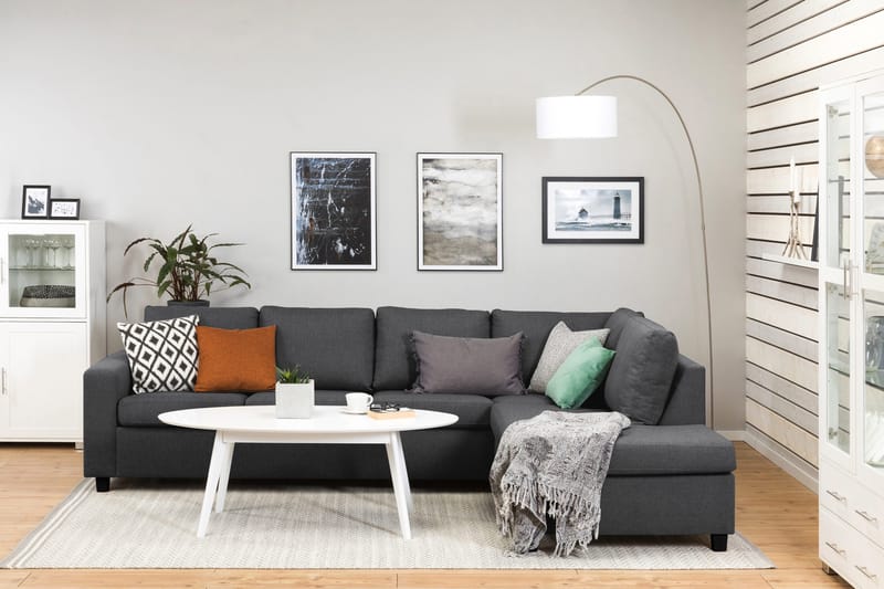 Crazy 4-sits Högervänd L-formad Schäslongsoffa i Tyg - Mörkgrå - Möbler - Vardagsrum - Soffor - Divansoffa & schäslong