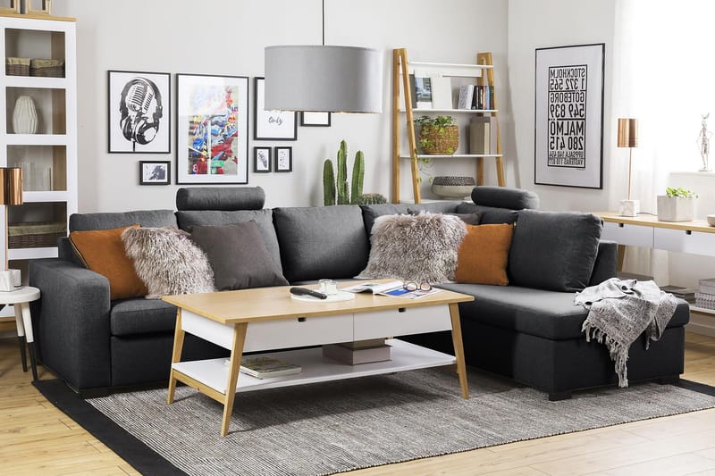 Crazy 4-sits Högervänd L-formad Schäslongsoffa i Tyg - Mörkgrå - Möbler - Vardagsrum - Soffor - Divansoffa & schäslong