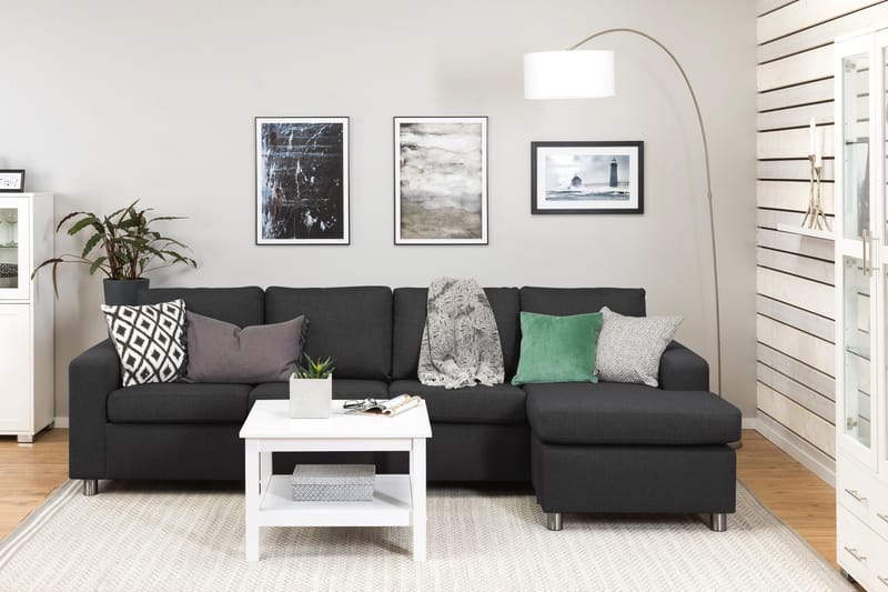 Crazy 4-sits Vändbar L-formad Divansoffa i Tyg - Antracit - Möbler - Vardagsrum - Soffor - Divansoffa & schäslong