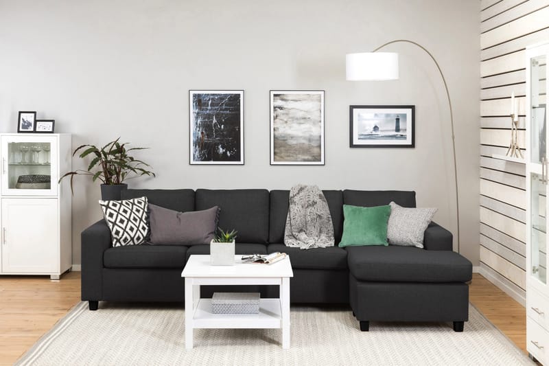 Crazy 4-sits Vändbar L-formad Divansoffa i Tyg - Antracit - Möbler - Vardagsrum - Soffor - Divansoffa & schäslong