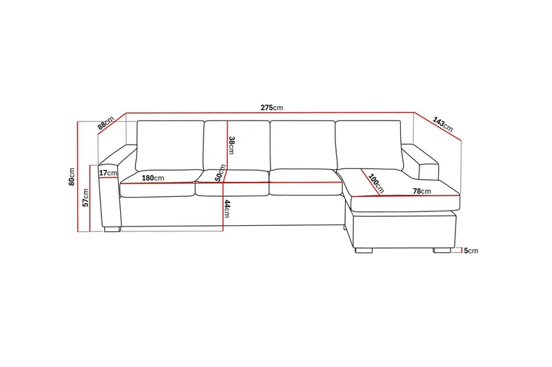 Crazy 4-sits Vändbar L-formad Divansoffa i Tyg - Blå - Möbler - Vardagsrum - Soffor - Divansoffa & schäslong