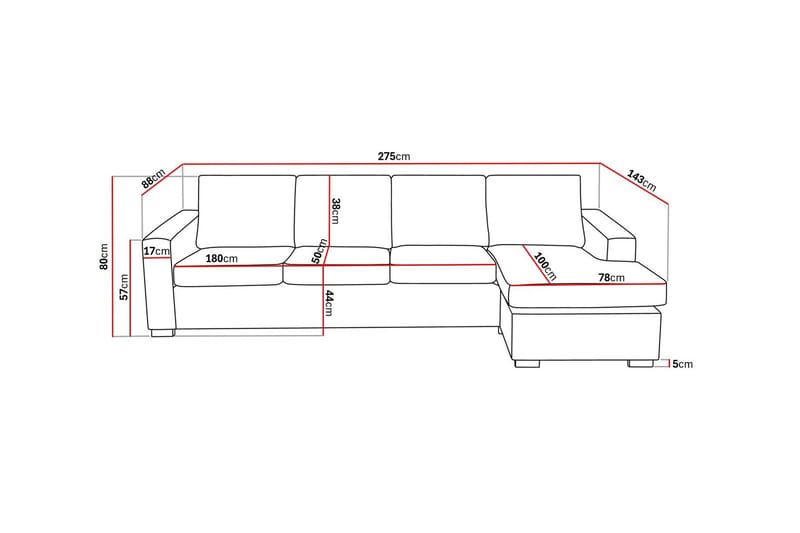 Crazy 4-sits Vändbar L-formad Divansoffa i Tyg - Mörkgrå - Möbler - Vardagsrum - Soffor - Divansoffa & schäslong