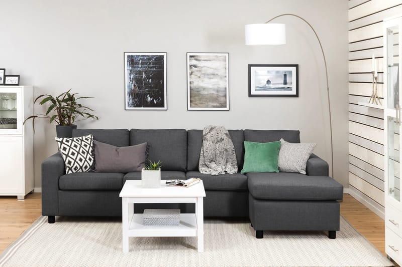 Crazy 4-sits Vändbar L-formad Divansoffa i Tyg - Mörkgrå - Möbler - Vardagsrum - Soffor - Divansoffa & schäslong