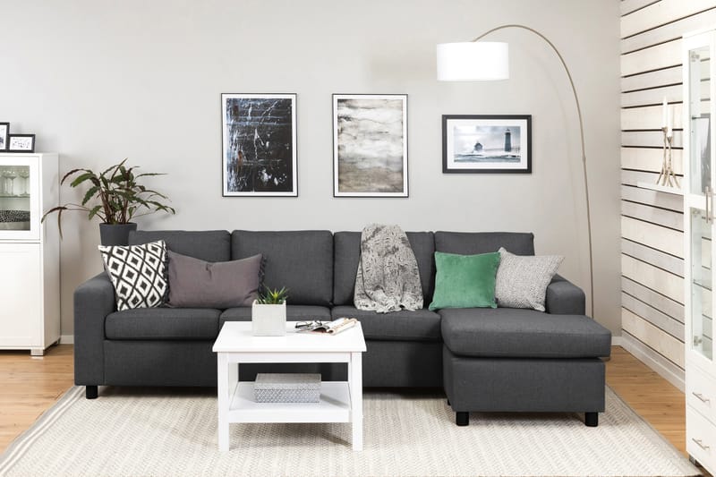 Crazy 4-sits Vändbar L-formad Divansoffa i Tyg - Mörkgrå - Möbler - Vardagsrum - Soffor - Divansoffa & schäslong