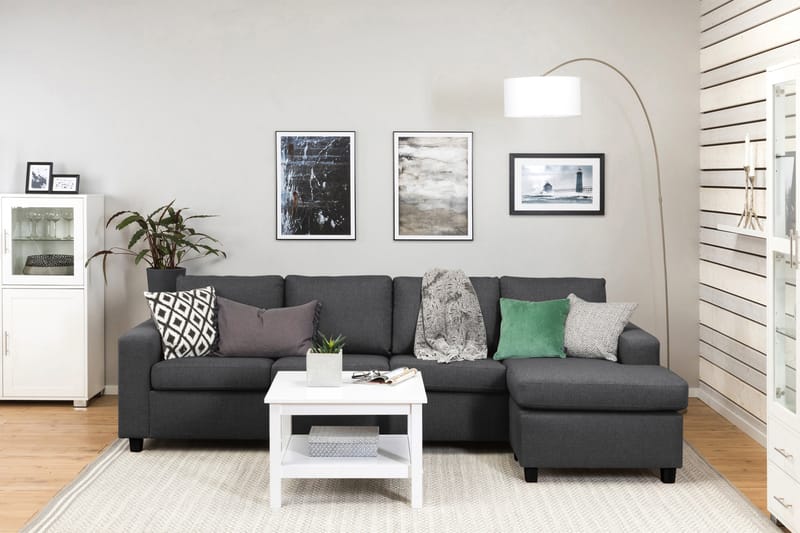 Crazy 4-sits Vändbar L-formad Divansoffa i Tyg - Mörkgrå - Möbler - Vardagsrum - Soffor - Divansoffa & schäslong