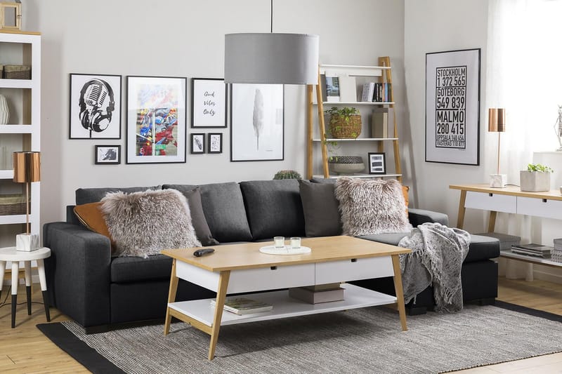 Crazy 4-sits Vändbar L-formad Divansoffa i Tyg - Mörkgrå - Möbler - Vardagsrum - Soffor - Divansoffa & schäslong