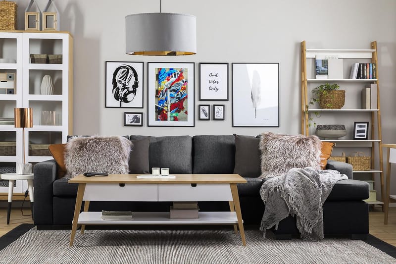 Crazy 4-sits Vändbar L-formad Divansoffa i Tyg - Mörkgrå - Möbler - Vardagsrum - Soffor - Divansoffa & schäslong