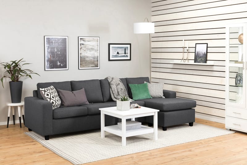 Crazy 4-sits Vändbar L-formad Divansoffa i Tyg - Mörkgrå - Möbler - Vardagsrum - Soffor - Divansoffa & schäslong