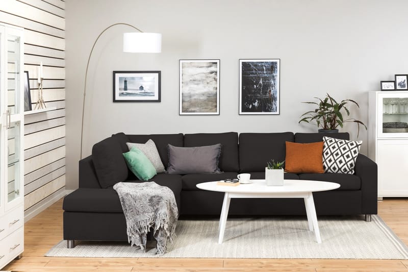 Crazy 4-sits Vänstervänd L-formad Schäslongsoffa i Tyg - Antracit - Möbler - Vardagsrum - Soffor - Divansoffa & schäslong