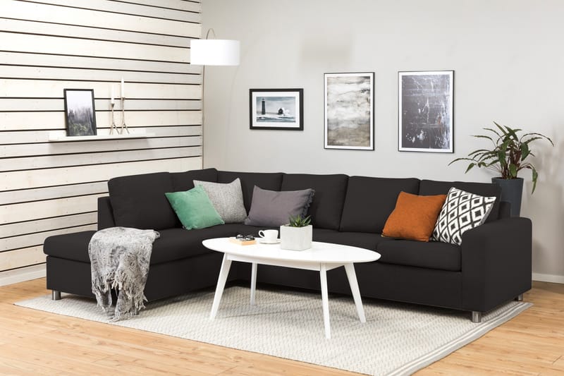 Crazy 4-sits Vänstervänd L-formad Schäslongsoffa i Tyg - Antracit - Möbler - Vardagsrum - Soffor - Divansoffa & schäslong