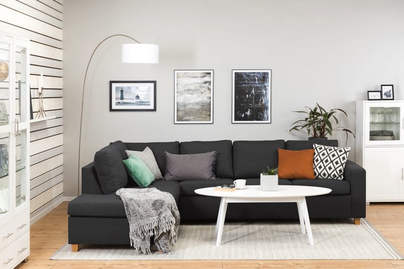 Crazy 4-sits Vänstervänd L-formad Schäslongsoffa i Tyg - Antracit - Möbler - Vardagsrum - Soffor - Divansoffa & schäslong