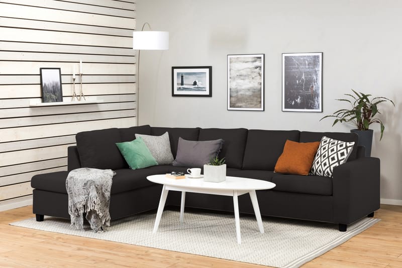Crazy 4-sits Vänstervänd L-formad Schäslongsoffa i Tyg - Antracit - Möbler - Vardagsrum - Soffor - Divansoffa & schäslong