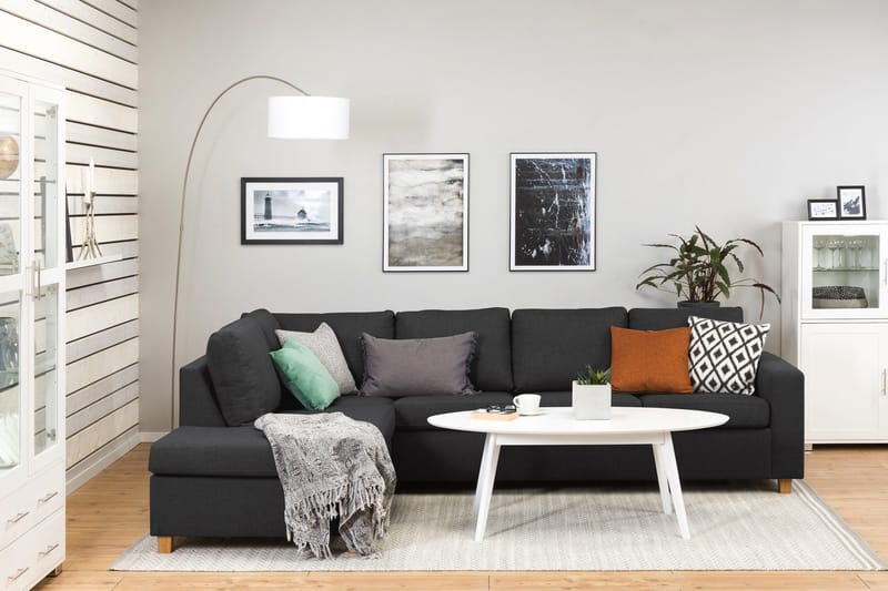 Crazy 4-sits Vänstervänd L-formad Schäslongsoffa i Tyg - Antracit - Möbler - Vardagsrum - Soffor - Divansoffa & schäslong