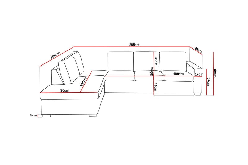 Crazy 4-sits Vänstervänd L-formad Schäslongsoffa i Tyg - Beige - Möbler - Vardagsrum - Soffor - Divansoffa & schäslong