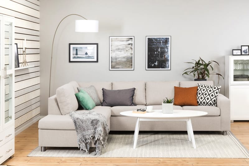 Crazy 4-sits Vänstervänd L-formad Schäslongsoffa i Tyg - Beige - Möbler - Vardagsrum - Soffor - Divansoffa & schäslong