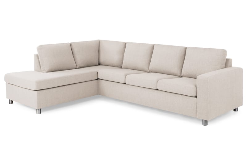 Crazy 4-sits Vänstervänd L-formad Schäslongsoffa i Tyg - Beige - Möbler - Vardagsrum - Soffor - Divansoffa & schäslong