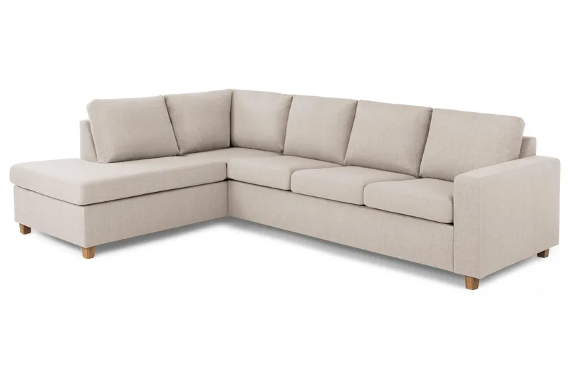 Crazy 4-sits Vänstervänd L-formad Schäslongsoffa i Tyg - Beige - Möbler - Vardagsrum - Soffor - Divansoffa & schäslong