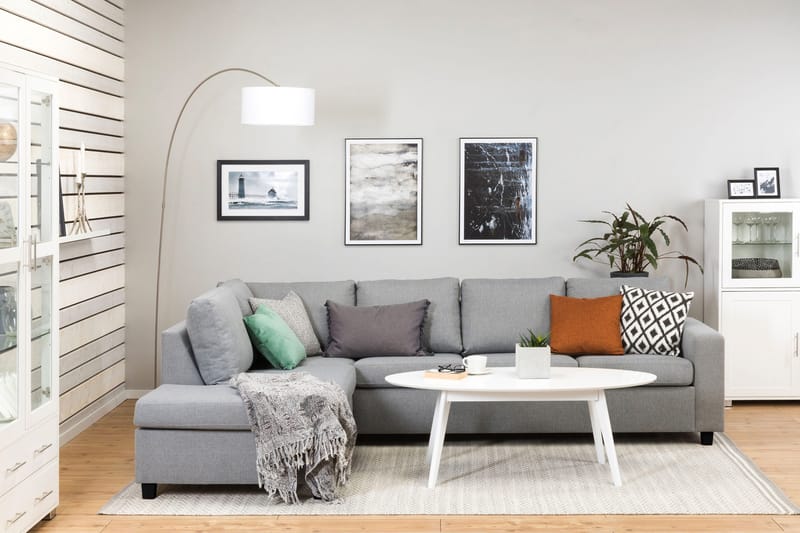 Crazy 4-sits Vänstervänd L-formad Schäslongsoffa i Tyg - Grå - Möbler - Vardagsrum - Soffor - Divansoffa & schäslong