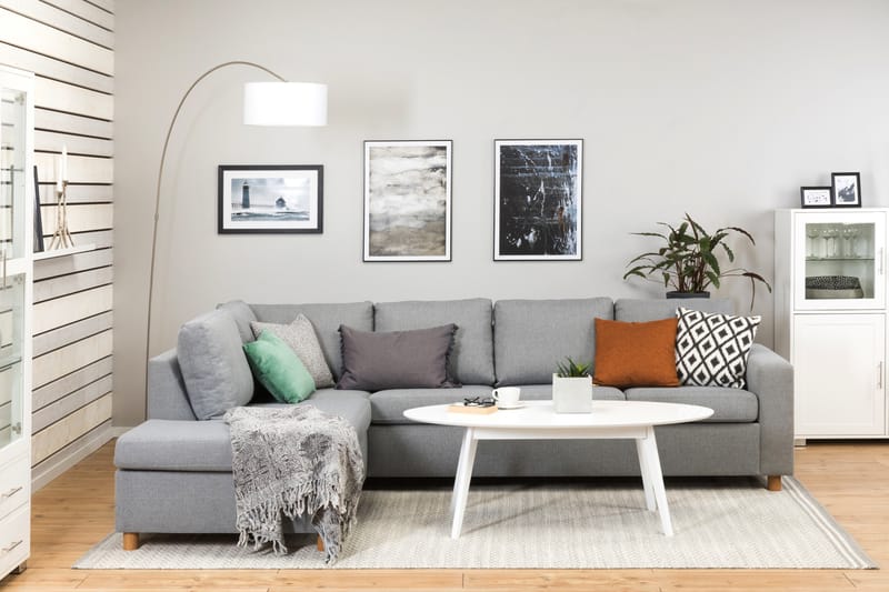 Crazy 4-sits Vänstervänd L-formad Schäslongsoffa i Tyg - Grå - Möbler - Vardagsrum - Soffor - Divansoffa & schäslong