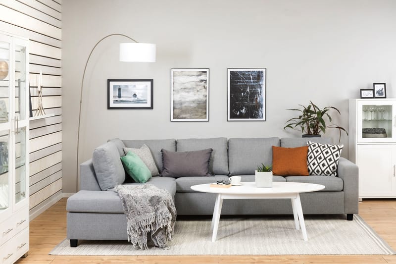 Crazy 4-sits Vänstervänd L-formad Schäslongsoffa i Tyg - Grå - Möbler - Vardagsrum - Soffor - Divansoffa & schäslong