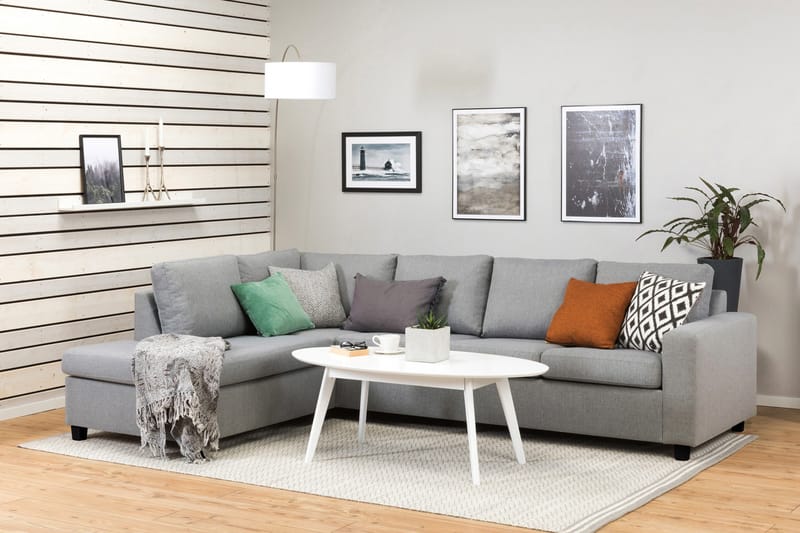 Crazy 4-sits Vänstervänd L-formad Schäslongsoffa i Tyg - Grå - Möbler - Vardagsrum - Soffor - Divansoffa & schäslong