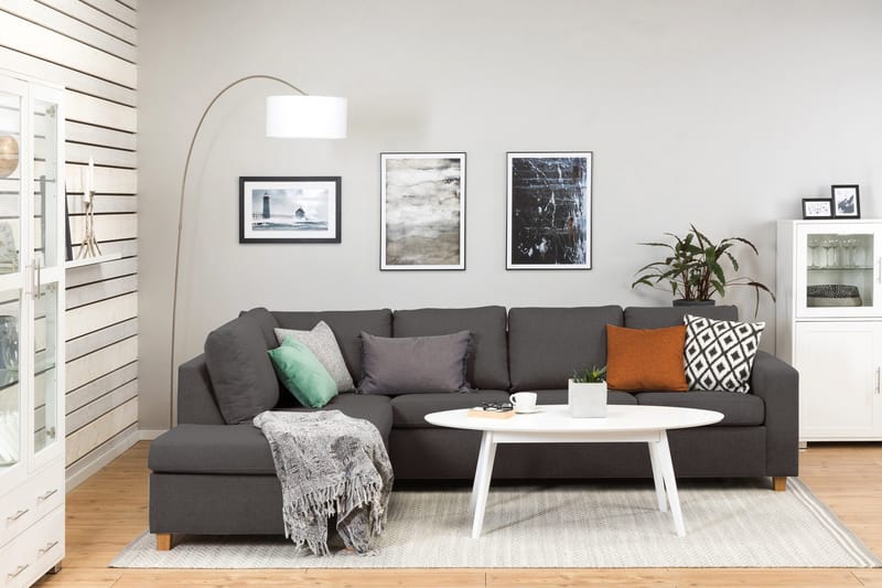 Crazy 4-sits Vänstervänd L-formad Schäslongsoffa i Tyg - Mörkgrå - Möbler - Vardagsrum - Soffor - Divansoffa & schäslong