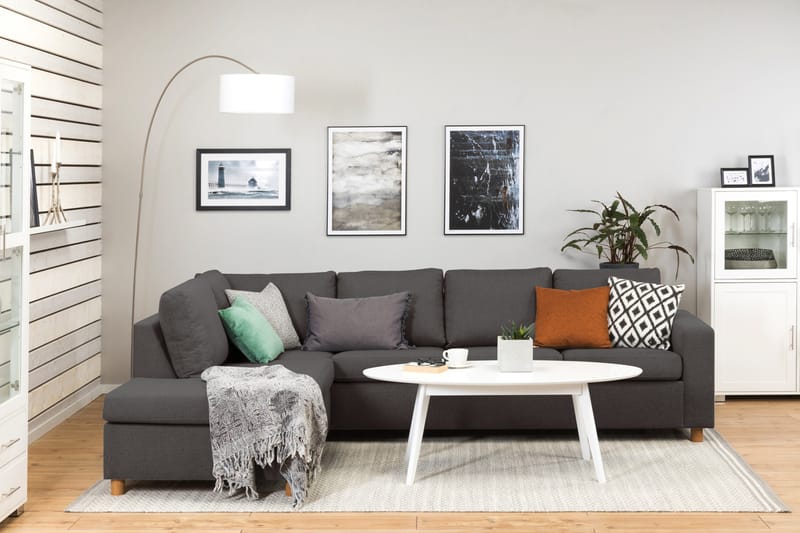 Crazy 4-sits Vänstervänd L-formad Schäslongsoffa i Tyg - Mörkgrå - Möbler - Vardagsrum - Soffor - Divansoffa & schäslong