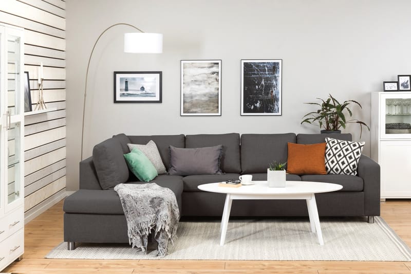 Crazy 4-sits Vänstervänd L-formad Schäslongsoffa i Tyg - Mörkgrå - Möbler - Vardagsrum - Soffor - Divansoffa & schäslong