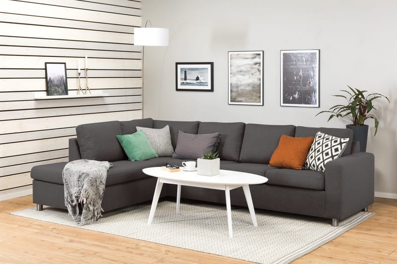Crazy 4-sits Vänstervänd L-formad Schäslongsoffa i Tyg - Mörkgrå - Möbler - Vardagsrum - Soffor - Divansoffa & schäslong
