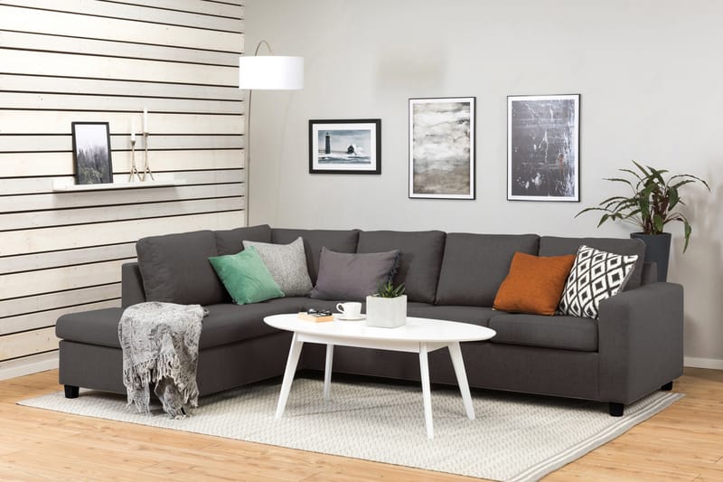 Crazy 4-sits Vänstervänd L-formad Schäslongsoffa i Tyg - Mörkgrå - Möbler - Vardagsrum - Soffor - Divansoffa & schäslong