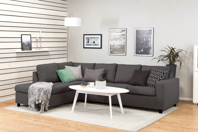 Crazy 4-sits Vänstervänd L-formad Schäslongsoffa i Tyg - Mörkgrå - Möbler - Vardagsrum - Soffor - Divansoffa & schäslong