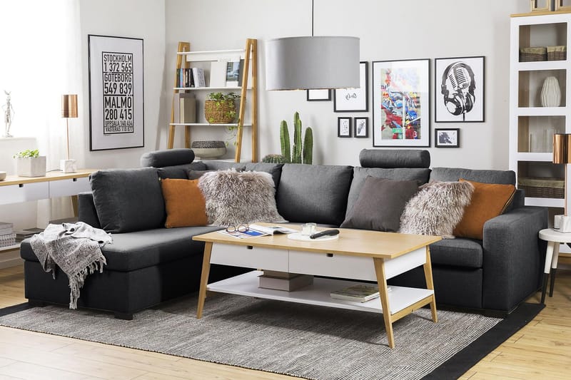 Crazy 4-sits Vänstervänd L-formad Schäslongsoffa i Tyg - Mörkgrå - Möbler - Vardagsrum - Soffor - Divansoffa & schäslong