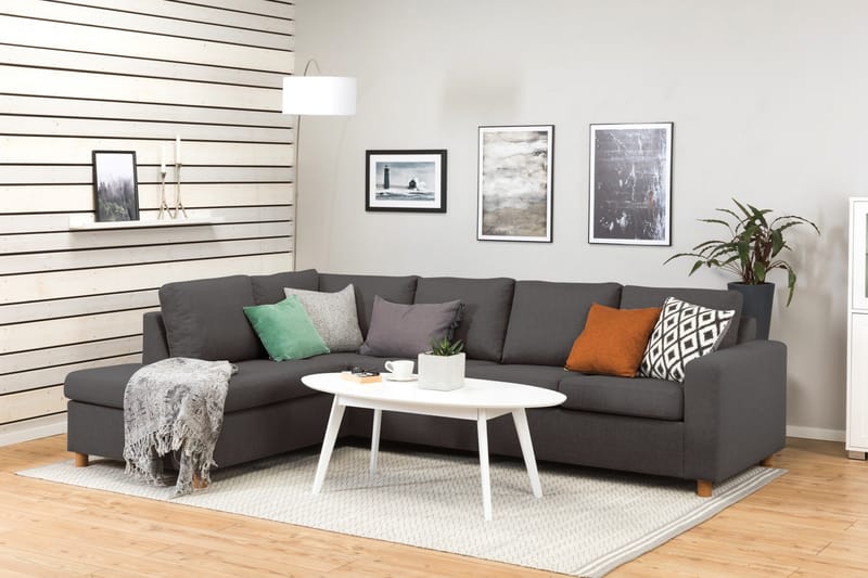 Crazy 4-sits Vänstervänd L-formad Schäslongsoffa i Tyg - Mörkgrå - Möbler - Vardagsrum - Soffor - Divansoffa & schäslong