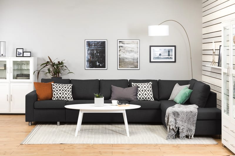 Crazy 5-sits Högervänd L-formad Schäslongsoffa i Tyg - Antracit - Möbler - Vardagsrum - Soffor - Divansoffa & schäslong