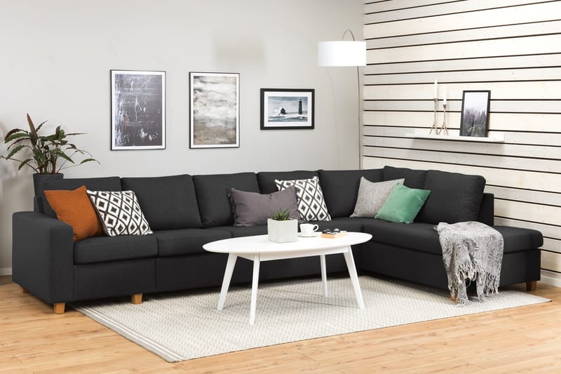 Crazy 5-sits Högervänd L-formad Schäslongsoffa i Tyg - Antracit - Möbler - Vardagsrum - Soffor - Divansoffa & schäslong